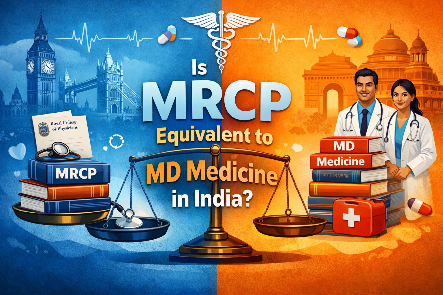 MRCP Equivalent to MD Medicine in India